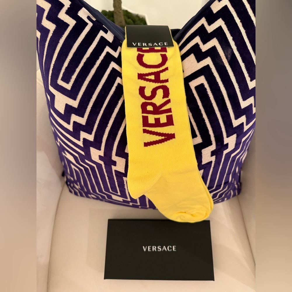 Versace Yellow and Red Casual Socks
